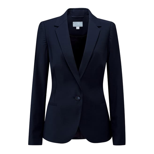 Pure Collection Navy Tailored Wool Blazer