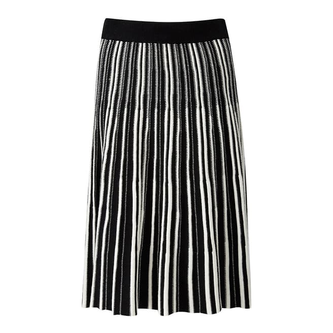 Pure Collection Black/White Pleated Knitted Skirt