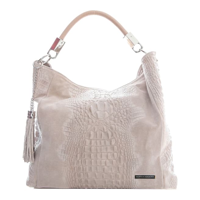 Sofia Cardoni Light Pink Leather Hobo Bag