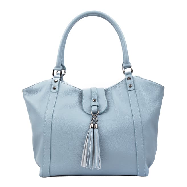 Carla Ferreri Light Blue Leather Tote Bag