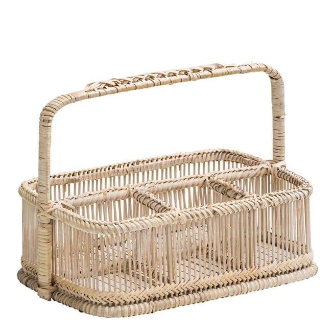 Premier Housewares Rustic White Washed Rectangular Caddy Basket