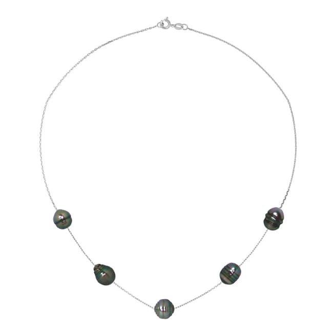 Atelier Pearls Black Tahiti/Silver Pearl Link Necklace