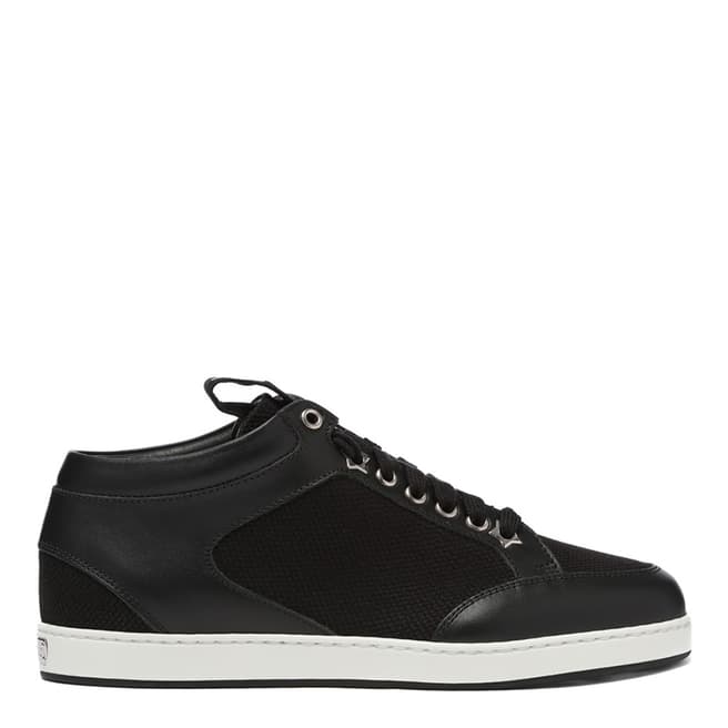 Jimmy Choo Black Canvas and Leather Miami Sneakers with Logo Pull