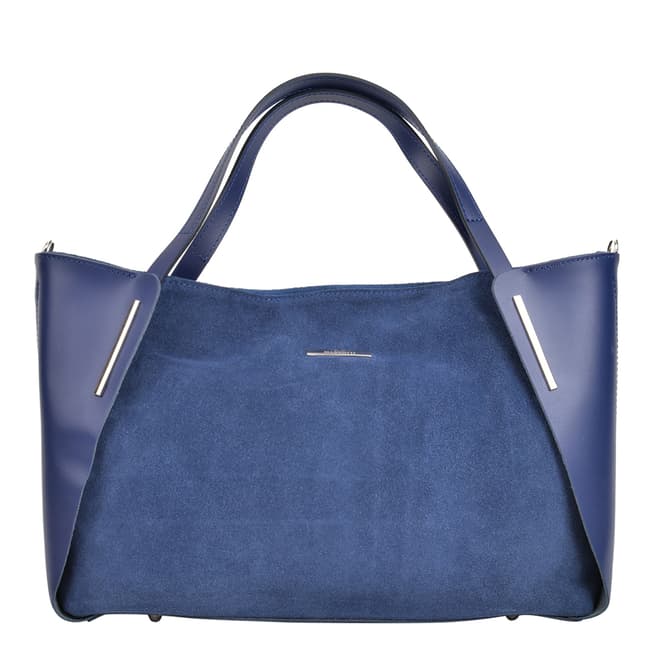 Mangotti Bags Blue Leather Tote Bag