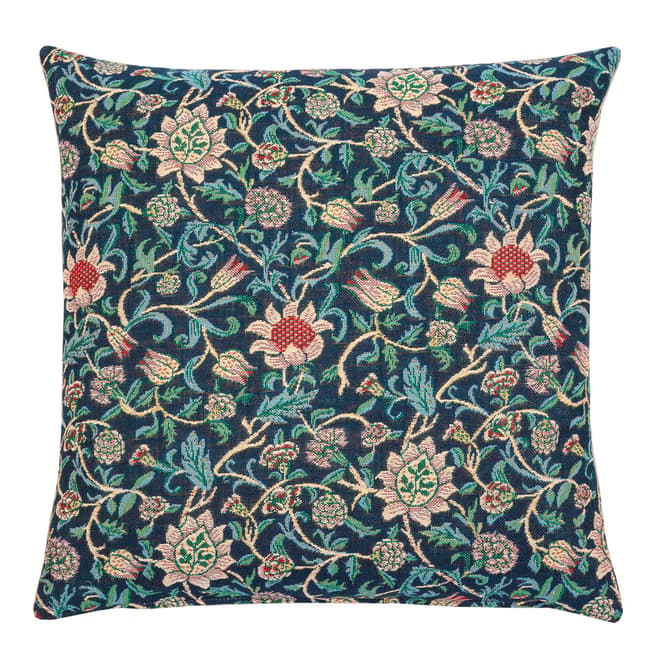William Morris Blue Evenlode Flowers Tapestry Cushion 46x46cm