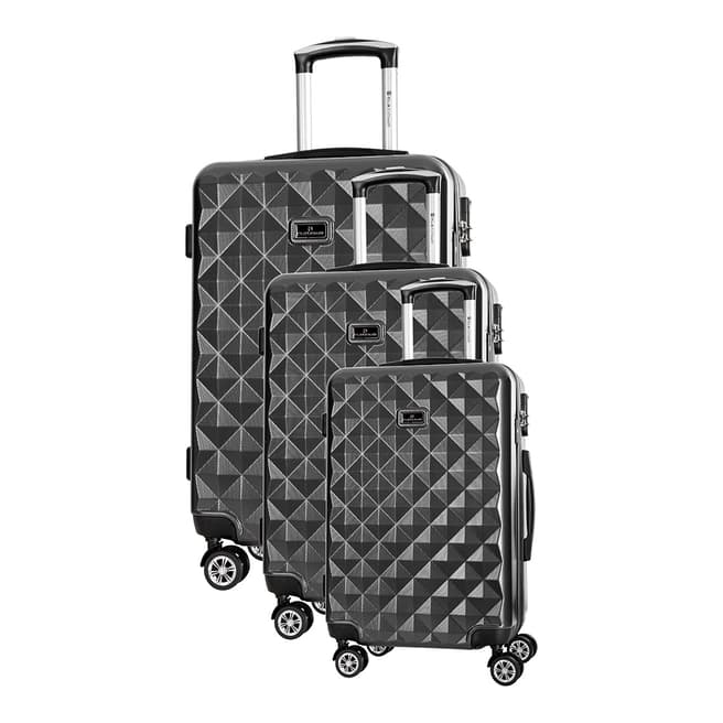 Platinium Black Gregoria 8 Wheeled Set Of Three Suitcases 50/60/70 cm
