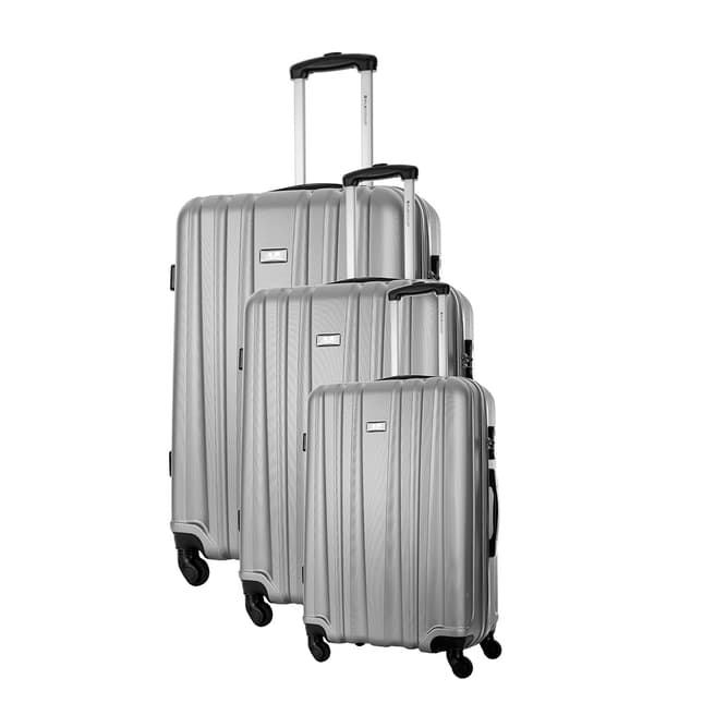Platinium Silver Akina 4 wheeled set of three suitcases