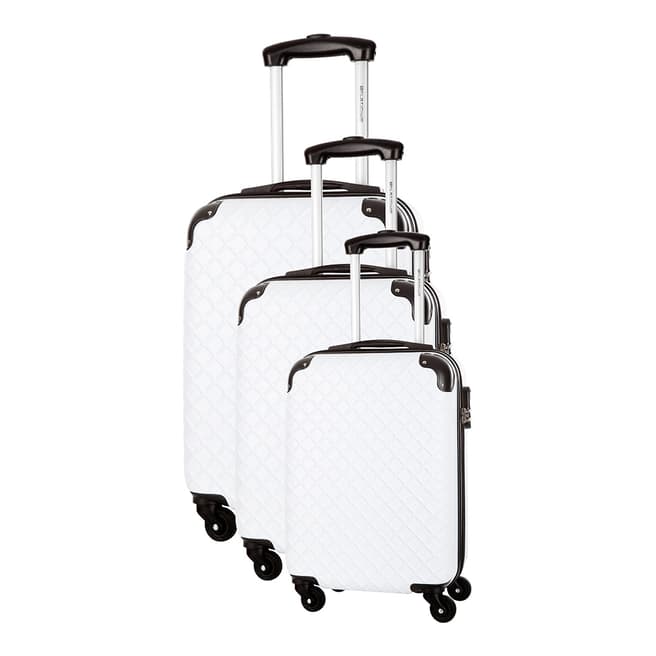 Platinium White Sifnos 4 Wheeled Set Of Three Suitcases 46/56/66cm