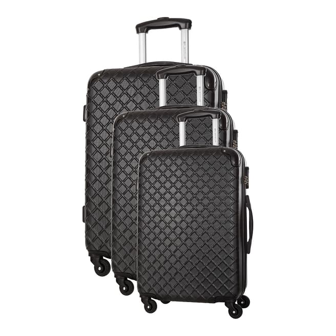 Platinum Black Sifnos 4 Wheeled Set Of Three Suitcases 46/56/66cm