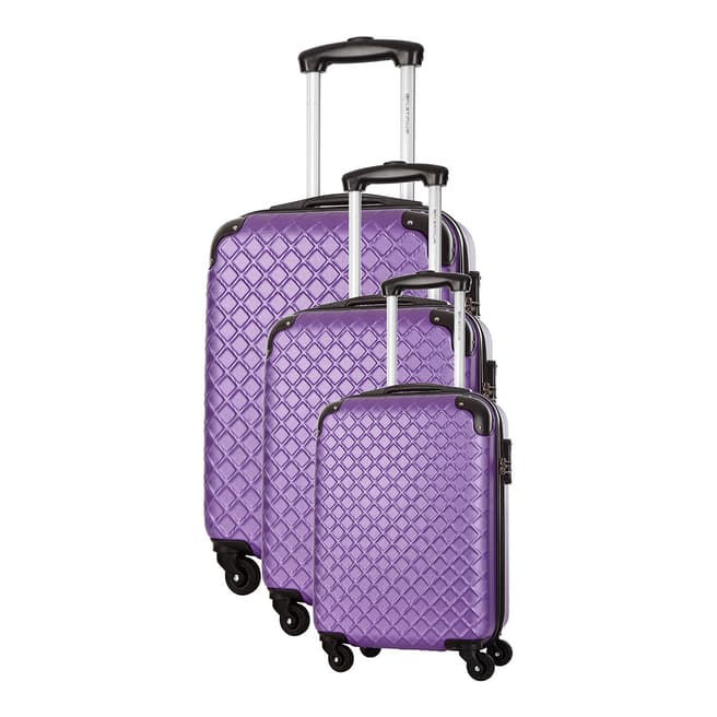 Platinium Purple Sifnos 4 Wheeled Set Of Three Suitcases 46/56/66cm
