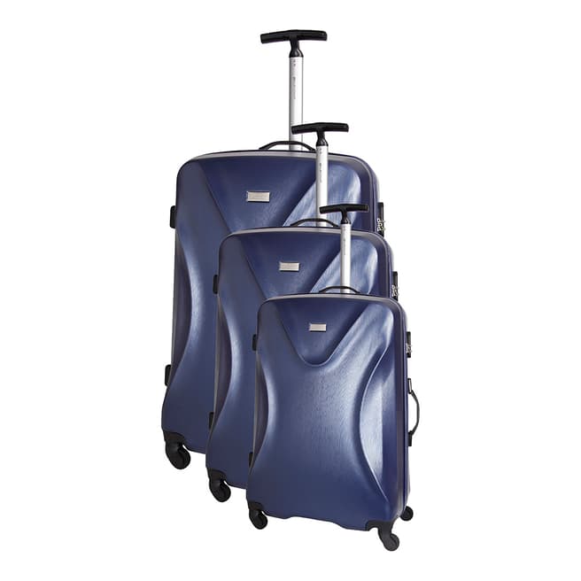 Platinium Marine Blue Solway 4 Wheeled Set Of Three Suitcases 50/60/70cm