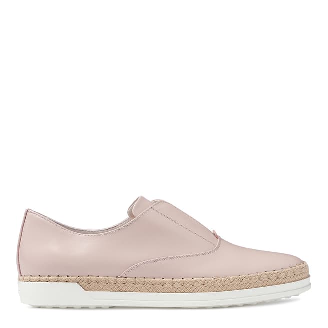 Tod's Women's Pink Leather Slip On Espadrille Sneakers
