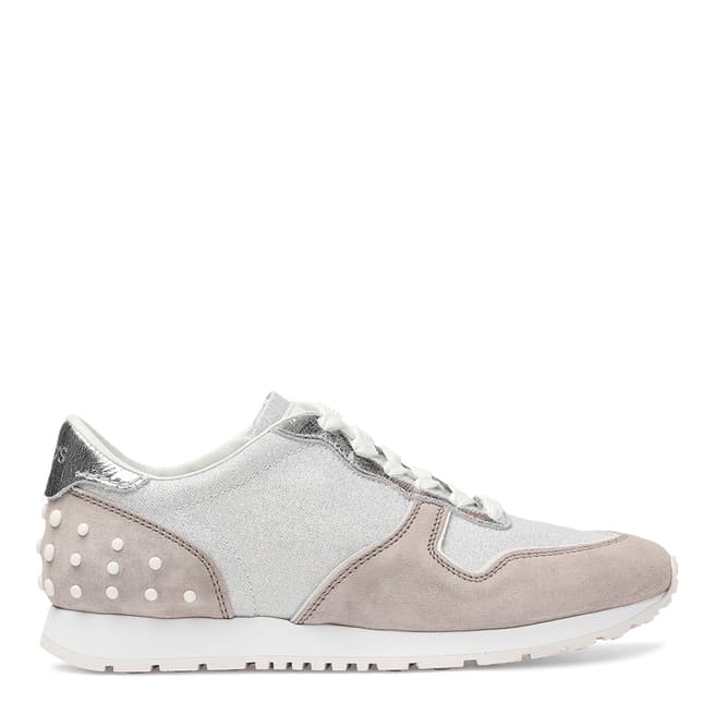 Tod's Women's Grey And Silver Suede Sneakers