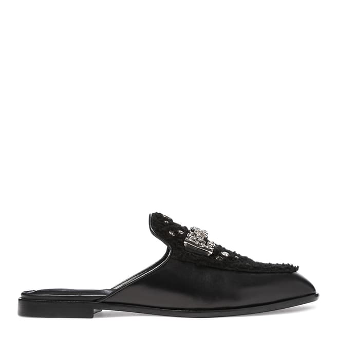 Tod's Women's Black Leather And Shearling Mules
