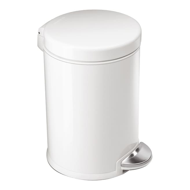 Simplehuman 4.5L round pedal bin, white steel