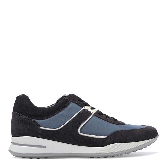 Tod's Blue Suede Textile Panel Sneakers