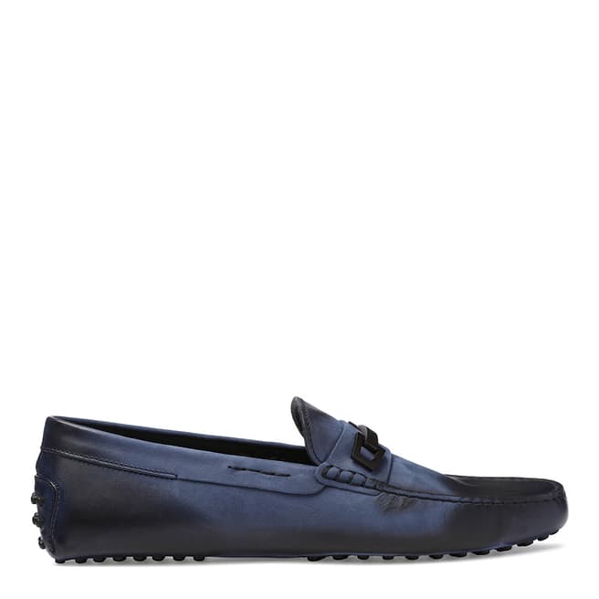 Tod's Men's Blue Baltic Leather Marco Clamp Loafers