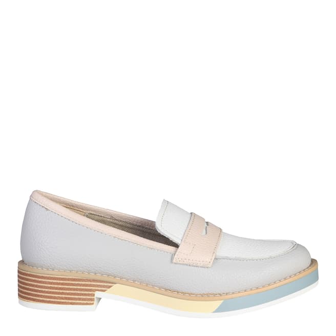 Ana Lublin Grey And Pink Leather Noemia Slip On Loafers