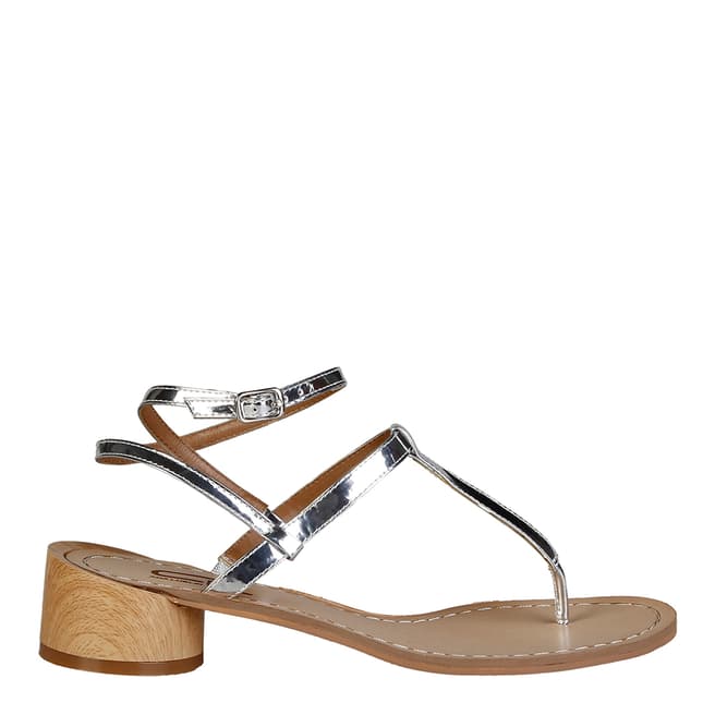 Ana Lublin Silver Leather Violetta Thong Sandal