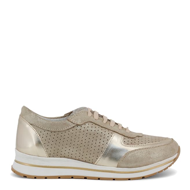 Ana Lublin Gold Leather Miriam Lace Up Sneaker