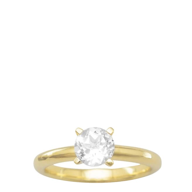Black Label by Liv Oliver Gold/Clear Solitaire Ring