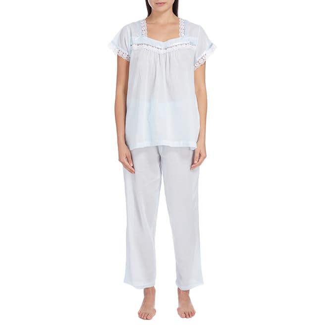 Cottonreal Pale Blue Deluxe Cap Sleeve V Slip-On Pyjama Set