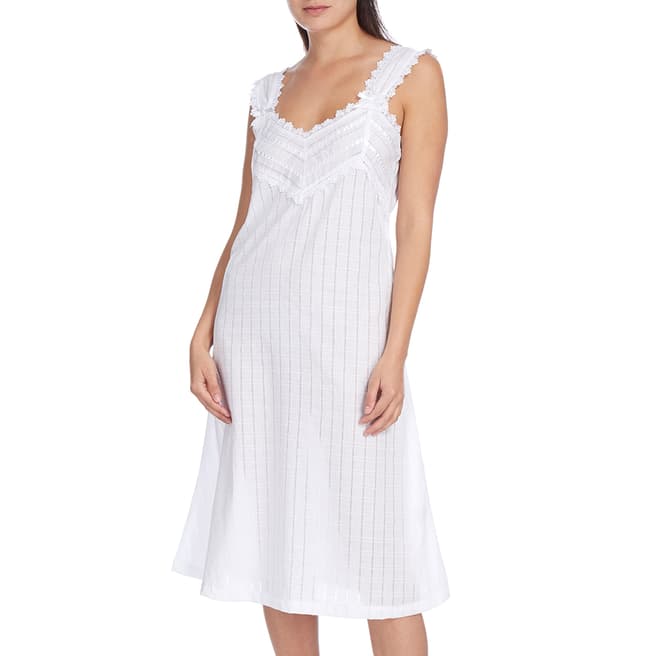 Cottonreal White Check Wide Sho-Built Strappy Nightdress