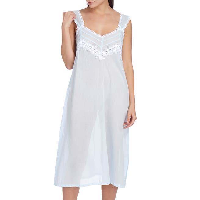 Cottonreal Pale Blue Deluxe Wide Strappy Nightdress