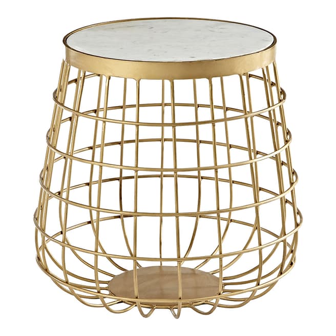 Fifty Five South White Marble/Brass Nirav Side Table