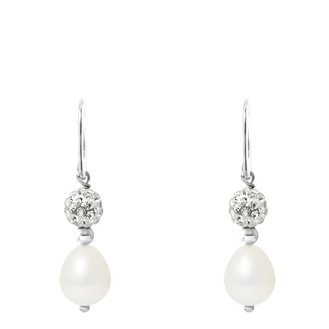 Mitzuko White Pearl And Crystal Earrings