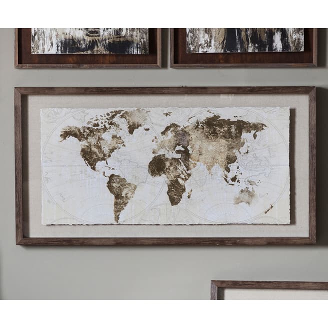 Gallery Living Gold Foil World Map Framed Art 54x104cm