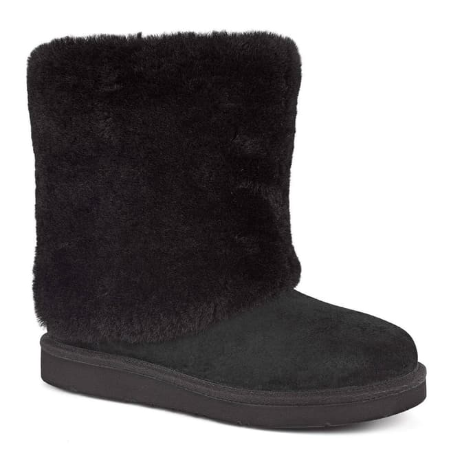 UGG Black Suede Shearling Patten Boots