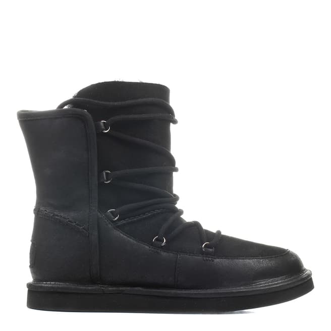 UGG Black Leather / Suede Lodge Lace-Up Boots