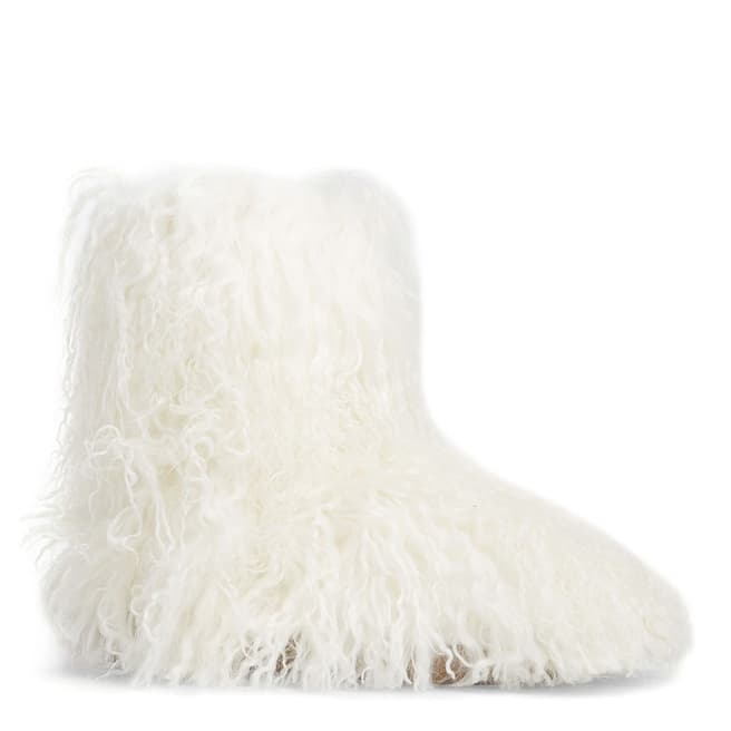 UGG White Sheepskin Fluff Momma Mongolian Boots