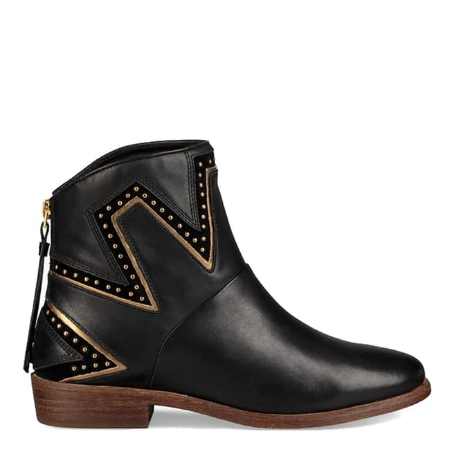 UGG Black Leather Cas Ankle Boots