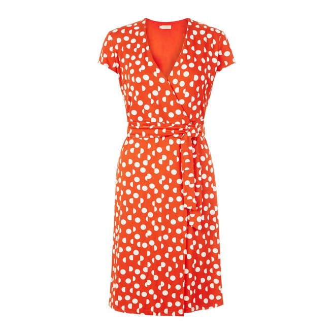 Hobbs London Orange/White Cap Sleeve Sally Dress