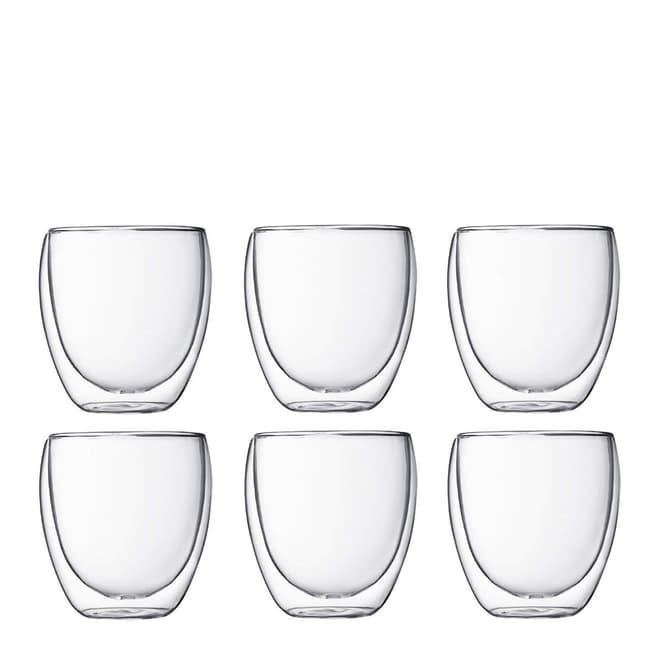 Bodum Set of 6 Double Walled Glasses, 250ml