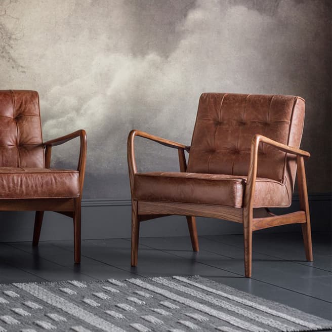 Gallery Living Dunstable Armchair, Vintage Brown Leather