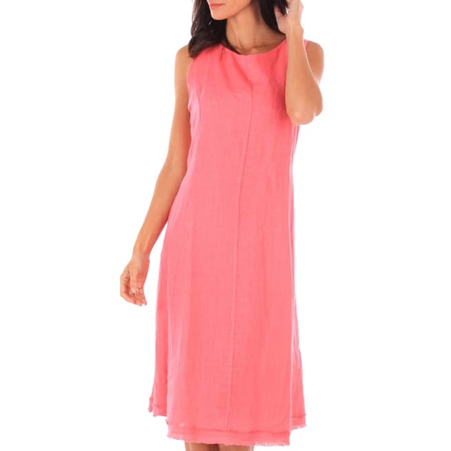 Comptoir Du Lin Pink Midi Linen Dress