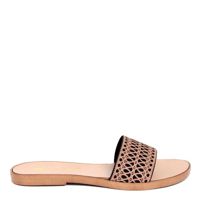 Gagliani Renzo Black/Tan Leather Perforated Elastic Sandals