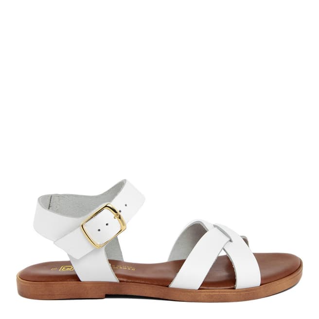 Gagliani Renzo White Leather Cross Strap Sandals