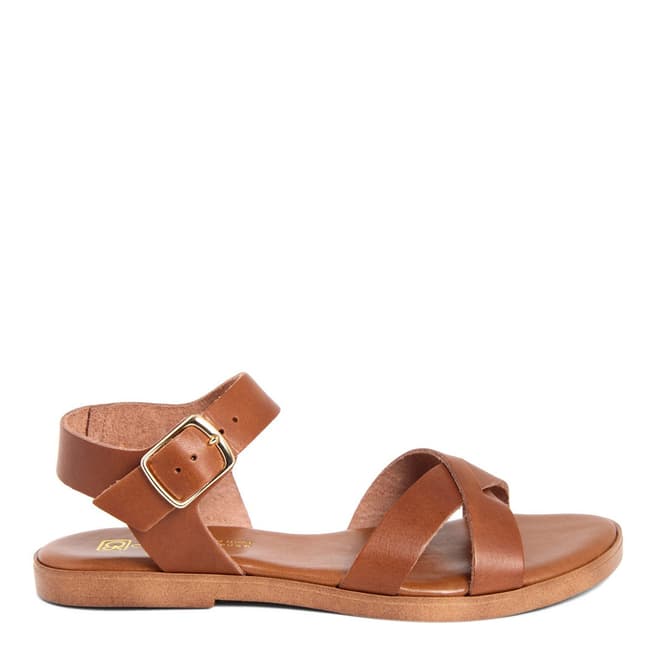 Gagliani Renzo Tan Leather Cross Strap Sandals