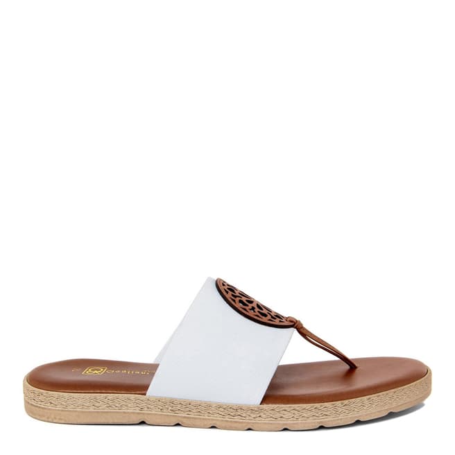Gagliani Renzo White Elastic Toe Thong Sandals