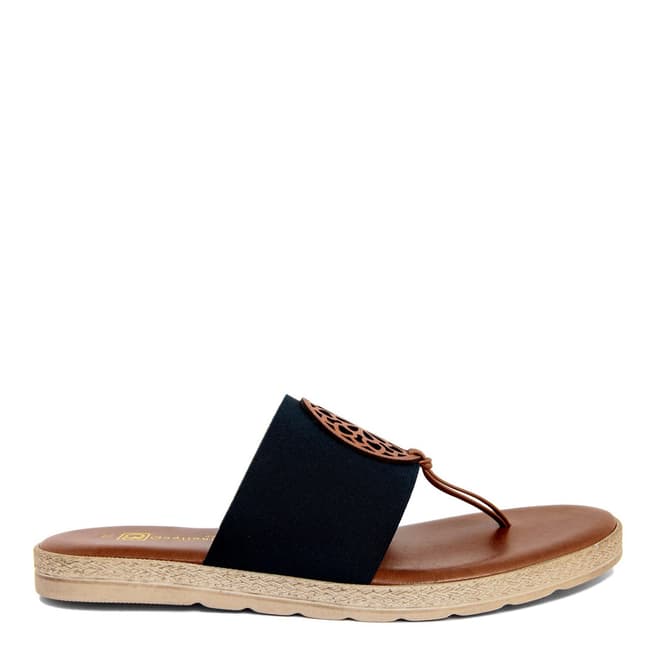 Gagliani Renzo Black Elastic Toe Thong Sandals