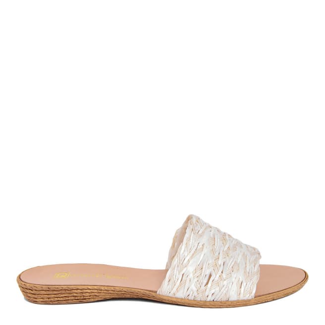 Gagliani Renzo Cream Straw Weaved Slip On Sandals