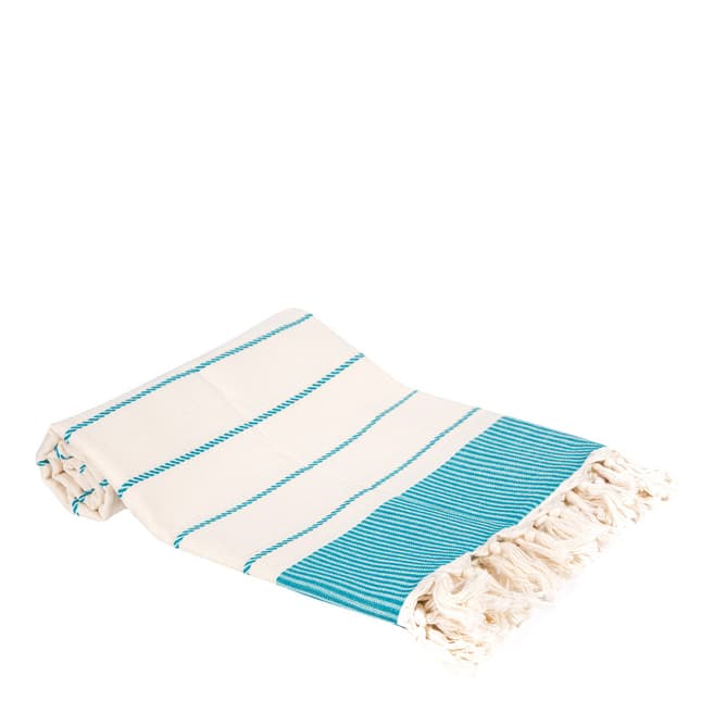 Pandora Pinstripe Hammam Towel, Turquoise
