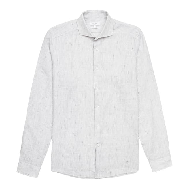 Reiss Off White Jackson Linen Stripe Shirt