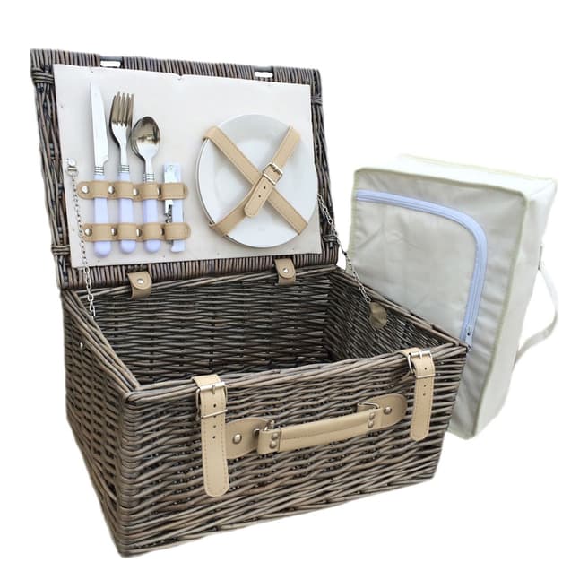 Perfect Picnic Cream Lined 2 Person Hamper With Chiller