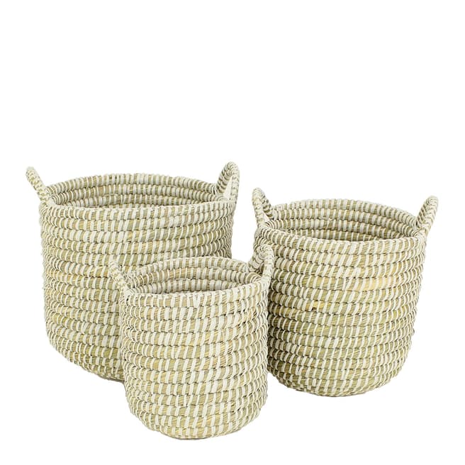 My Pop Design Set of 3 White Nature Baskets