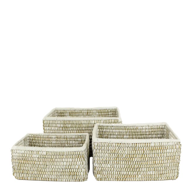 My Pop Design Set of 3 White Nature Baskets